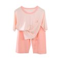 thumbnail image 1 of Odeerbi Kids Boys Girls 2 Piece Outfits Modal Shorts Set Summer Pajamas Fashion Casual Short Sleeve Tops Round Neck Collar Botton Printed Shirts Shorts Sets Pink, 1 of 6