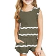 thumbnail image 1 of Odeerbi Kids Boys Girls 2 Piece Outfits Summer Clothes Striped Tank Tops Shorts Set Fashion Casual Sleeveless Blouse Round Neck Collar Printed Short Pants Sets Olive Green, 1 of 8