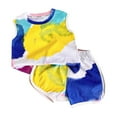 thumbnail image 1 of Odeerbi Kids Boys Girls 2 Piece Outfits Tie-dye Cotton Tank Tops Shorts Set Summer Clothes Children's Ink Oil Painting Style Sleeveless Shorts Two-piece Undershirt Set 1-7 Years White, 1 of 4