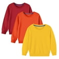 thumbnail image 1 of Odeerbi Kids Boys Girls 3 PCS Cotton Crewneck Sweatshirts Fall Winter Pullover Sweatshirt Kids Kids Cute Solid Color Long Sleeve Sweatshirts Top Kids Clothes Yellow, 1 of 8