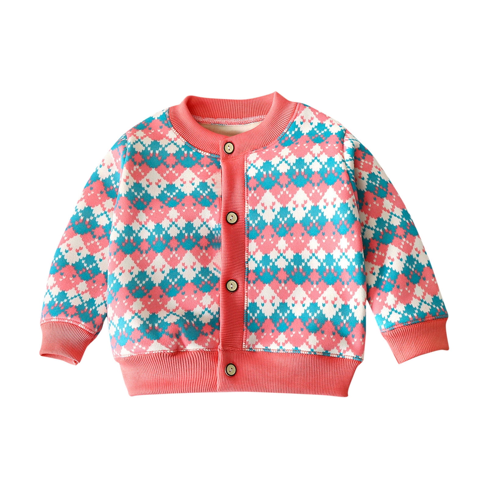Odeerbi Kids Boys Girls Argyle Cardigan Sweater Fashion Casual