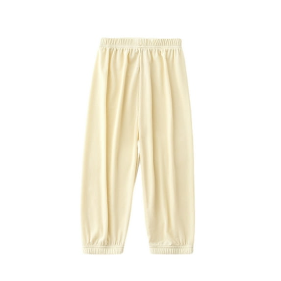 Odeerbi Kids Boys Girls Bloomers Pants Basic Plain Soft Pant Jogger Pants 2-12 Years Summer Thin Ankle Pants Baby Medium Large Child Pants Yellow