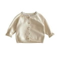 thumbnail image 1 of Odeerbi Kids Boys Girls Cardigan Sweater Children's Winter Warm Solid Color Long Sleeve Round Neck Sweater Cardigan Beige, 1 of 9