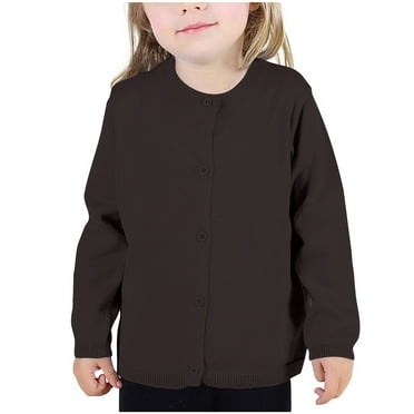 Odeerbi Kids Boys Girls Cardigan Sweater Crewneck Cardigan Solid Color Long Sleeve Button Sweater Uniform Sweaters Dark Gray