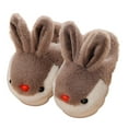 thumbnail image 1 of Odeerbi Kids Boys Girls Cartoon Fuzzy Slippers Children's Winter Warm Rabbit Slippers Non Slip Home Cotton Plush Slippers Coffee 11-12 Years, 1 of 4