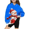 thumbnail image 1 of Odeerbi Kids Boys Girls Christmas Hoodies Snowman Print Hooded Sweatshirts Children's Long Sleeve Pattern T-shirt Printed Round Neck Shirt Hooded Sweatshirt Blue, 1 of 4