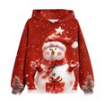 thumbnail image 1 of Odeerbi Kids Boys Girls Christmas Hoodies Snowman Print Hooded Sweatshirts Children's Long Sleeve Pattern T-shirt Printed Round Neck Shirt Hooded Sweatshirt Burgundy, 1 of 4