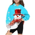 thumbnail image 1 of Odeerbi Kids Boys Girls Christmas Hoodies Snowman Print Hooded Sweatshirts Children's Long Sleeve Pattern T-shirt Printed Round Neck Shirt Hooded Sweatshirt Sky Blue, 1 of 4