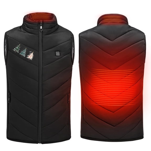 Odeerbi Kids Boys Girls Christmas Lightweight Heated Vest Winter Thermal Heated Jackets Kids Plus Size USB Intelligent Constant Temperature 2 Areas Heated Coat Kids Clothes Black without Power Bank