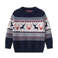 thumbnail image 1 of Odeerbi Kids Boys Girls Christmas Sweater 1-12 Years Children's Winter Christmas Printed Pullover Sweater Round Neck Long Sleeve Knit Jumper Tops Navy, 1 of 9