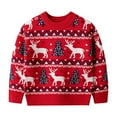 thumbnail image 1 of Odeerbi Kids Boys Girls Christmas Sweater Children's Christmas Deer Pullover Sweater Winter Crewneck Base Knit Sweater Knit Jumper Tops Red, 1 of 6