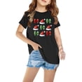 thumbnail image 1 of Odeerbi Kids Boys Girls Christmas T-shirt Fashion Cute Christmas Printed Casual Short Sleeve Cotton Top Shirt Kids Clothes Black, 1 of 5