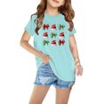 thumbnail image 1 of Odeerbi Kids Boys Girls Christmas T-shirt Fashion Cute Christmas Printed Casual Short Sleeve Cotton Top Shirt Kids Clothes Blue, 1 of 5