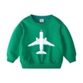 thumbnail image 1 of Odeerbi Kids Boys Girls Cotton Crewneck Sweatshirts Fall Winter Airplane Print Pullover Sweatshirt 2-10 Years Fashion Long Sleeve Sweatshirt Top Kids Clothes Green, 1 of 3