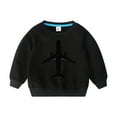 thumbnail image 1 of Odeerbi Kids Boys Girls Cotton Crewneck Sweatshirts Fall Winter Airplane Print Pullover Sweatshirt 2-10 Years Fashion Long Sleeve Sweatshirt Top Kids Clothes Black, 1 of 3