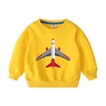 thumbnail image 1 of Odeerbi Kids Boys Girls Cotton Crewneck Sweatshirts Fall Winter Airplane Print Pullover Sweatshirt 2-10 Years Fashion Long Sleeve Sweatshirt Top Kids Clothes Yellow, 1 of 3