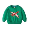 thumbnail image 1 of Odeerbi Kids Boys Girls Cotton Crewneck Sweatshirts Fall Winter Airplane Print Pullover Sweatshirt 2-10 Years Fashion Long Sleeve Sweatshirt Top Kids Clothes Green, 1 of 3