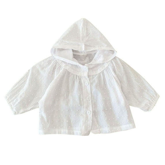 Odeerbi Kids Boys Girls Cotton Hooded Shirt Children's Fashion Casual Solid Color Loose Button Down Long Sleeve Shirt White