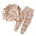 thumbnail image 1 of Odeerbi Kids Boys Girls Cotton Pajama Sets Cartoon Print Pajamas Printed Two Piece Sleepwear Set Newborn Underwear Set Lounge Sets Kids Clothes Khaki, 1 of 3