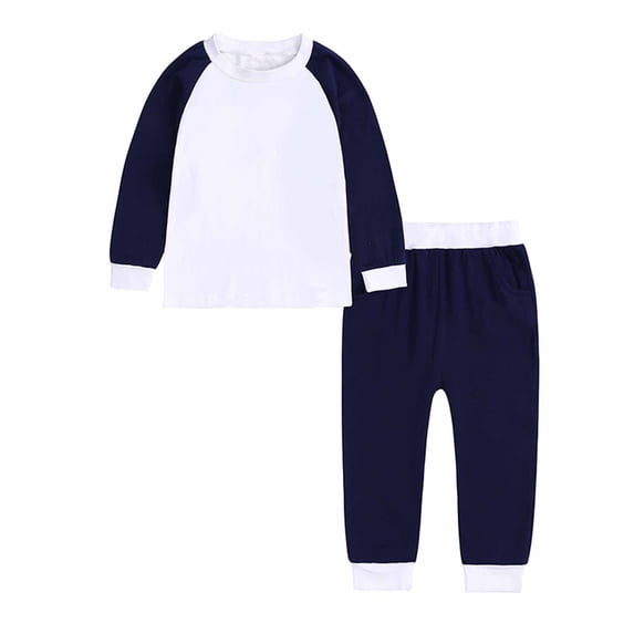 Odeerbi Kids Boys Girls Cotton Pajamas Set Kids Raglan Sleeve jammies Fall Winter Round Neck 2024 Long Sleeve Top Long Pants Home Nightshirt Set Navy 10-11 Years