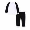 thumbnail image 1 of Odeerbi Kids Boys Girls Cotton Pajamas Set Kids Raglan Sleeve jammies Fall Winter Round Neck Long Sleeve Top Long Pants Home Nightshirt Set Black 10-11 Years, 1 of 9