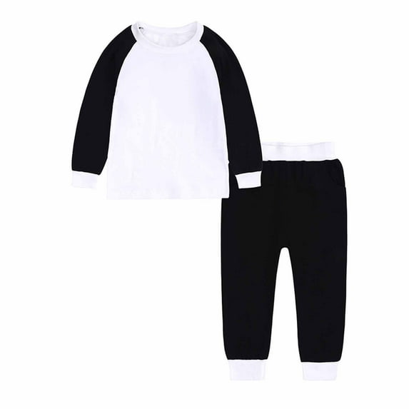 Odeerbi Kids Boys Girls Cotton Pajamas Set Kids Raglan Sleeve jammies Fall Winter Round Neck 2025 Long Sleeve Top Long Pants Home Nightshirt Set Black 10-11 Years