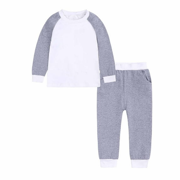 Odeerbi Kids Boys Girls Cotton Pajamas Set Kids Raglan Sleeve jammies Fall Winter Round Neck 2024 Long Sleeve Top Long Pants Home Nightshirt Set Gray 8-9 Years