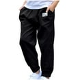 thumbnail image 1 of Odeerbi Kids Boys Girls Cotton Sweatpants Solid Color Jogger Pants Child's Baby Printed Botton Long Workout Pants Cute Full Length Athletic Pants Black, 1 of 8