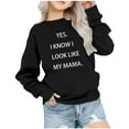 thumbnail image 1 of Odeerbi Kids Boys Girls Crewneck Sweatshirts Mother's Day Pullover Sweatshirts 1-12 Years Children's Round Neck Long Sleeve Printed Sweatshirt Black, 1 of 5