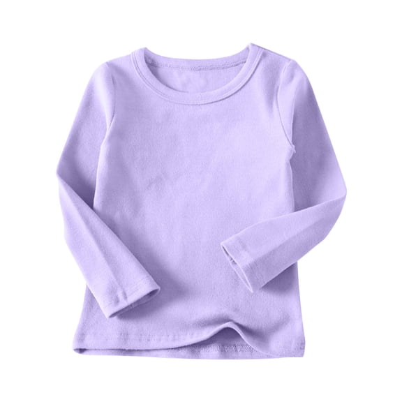 Odeerbi Kids Boys Girls Fall Winter Cotton Basic Layering T-Shirt Thermal Basic Tees Kids Long Sleeve Shirts Fashion Solid Color Round Neck Tops Kids Clothes Multicolor
