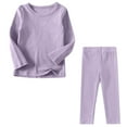 thumbnail image 1 of Odeerbi Kids Boys Girls Fall Winter Pajama Sets Modal Cotton Pajamas Kids Kids Cute Solid Color Soft Sleepwear Half Sleeve Top Pants Home Wear Suit Kids Clothes Purple, 1 of 5