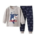thumbnail image 1 of Odeerbi Kids Boys Girls Fall Winter Thermal Underwear Set Cartoon Print Cotton Pajamas Cute Long Johns Kids Sleeping Pants Pajama Sets Long Sleeve Home Loungewear Kids Clothes Gray, 1 of 3