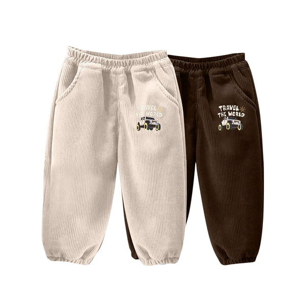 Odeerbi Kids Boys Girls Fleece Corduroy Sweatpants Winter Warm Jogger Pants Corduroy Workout Pants Outerwear Ankle Tied Casual Athletic Pants Warm Thick Winter Pants Khaki