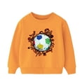 thumbnail image 1 of Odeerbi Kids Boys Girls Fleece Crewneck Sweatshirts Winter Warm Pullover Sweatshirts Thermal Fashion Casual Printing Round Neck Long Sleeve Sweatshirt Tops Orange, 1 of 7