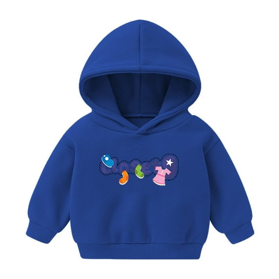 Odeerbi Kids Boys Girls Fleece Hoodies Printed Pullover Hooded Sweatshirts Fashion Casual Long Sleeve Printing Hooded Sweatshirt Tops Blue
