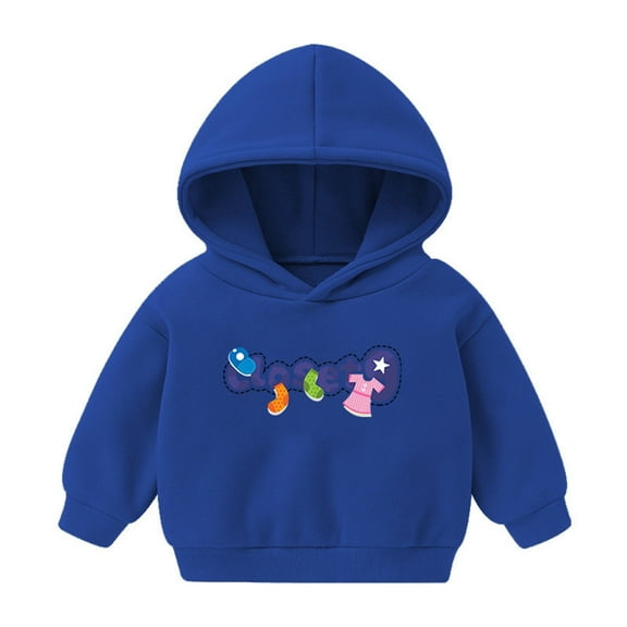Odeerbi Kids Boys Girls Fleece Hoodies Printed Pullover Hooded Sweatshirts Fashion Casual Long Sleeve Printing Hooded Sweatshirt Tops Blue