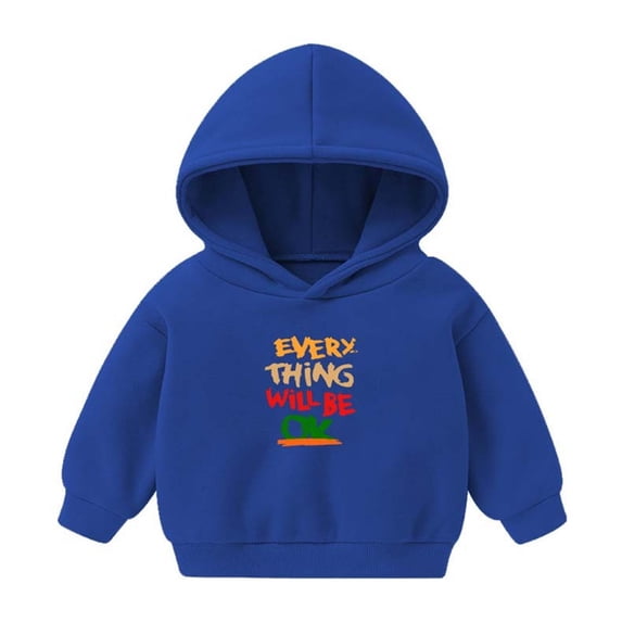 Odeerbi Kids Boys Girls Fleece Hoodies Printed Pullover Hooded Sweatshirts Fashion Casual Long Sleeve Printing Hooded Sweatshirt Tops Blue