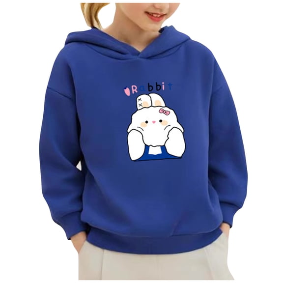Odeerbi Kids Boys Girls Fleece Hoodies Printed Pullover Hooded Sweatshirts Fashion Casual Long Sleeve Printing Hooded Sweatshirt Tops Blue