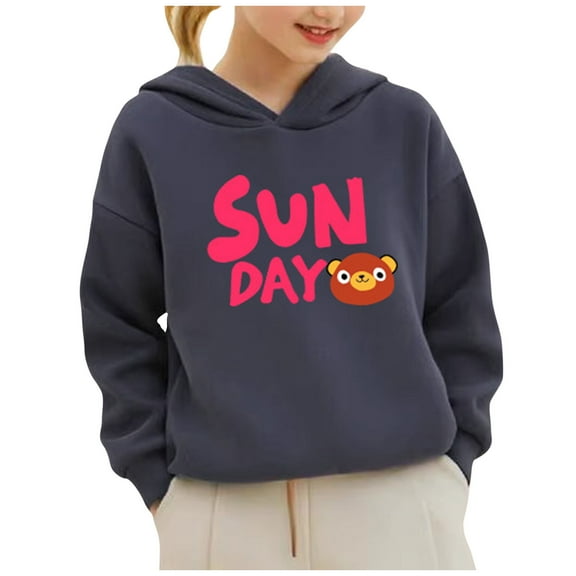 Odeerbi Kids Boys Girls Fleece Hoodies Printed Pullover Hooded Sweatshirts Fashion Casual Long Sleeve Printing Hooded Sweatshirt Tops Navy