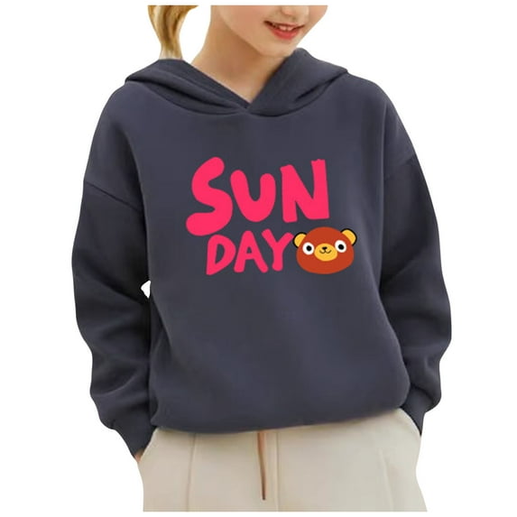 Odeerbi Kids Boys Girls Fleece Hoodies Printed Pullover Hooded Sweatshirts Fashion Casual Long Sleeve Printing Hooded Sweatshirt Tops Navy