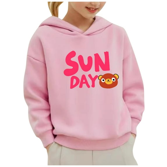 Odeerbi Kids Boys Girls Fleece Hoodies Printed Pullover Hooded Sweatshirts Fashion Casual Long Sleeve Printing Hooded Sweatshirt Tops Pink