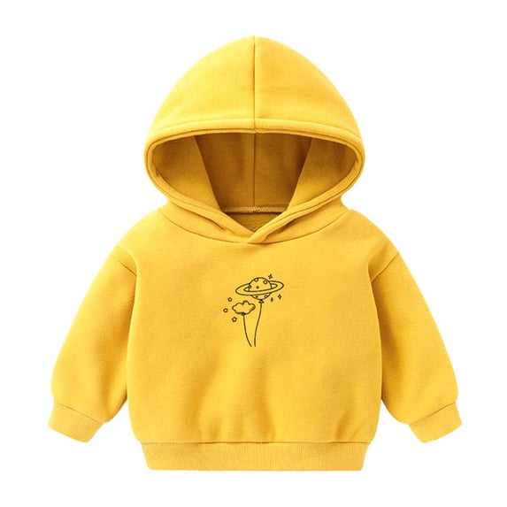 Odeerbi Kids Boys Girls Fleece Hoodies Printed Pullover Hooded Sweatshirts Fashion Casual Long Sleeve Printing Hooded Sweatshirt Tops Yellow