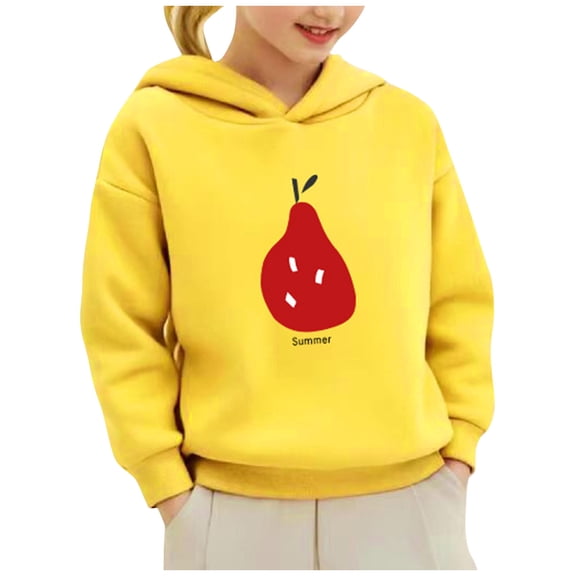 Odeerbi Kids Boys Girls Fleece Hoodies Printed Pullover Hooded Sweatshirts Fashion Casual Long Sleeve Printing Hooded Sweatshirt Tops Yellow
