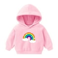 thumbnail image 1 of Odeerbi Kids Boys Girls Fleece Hoodies Rainbow Pattern Pullover Hooded Sweatshirts Children's Printed Long Sleeve Round Neck Hooded Sweatshirt Pink, 1 of 3