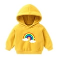 thumbnail image 1 of Odeerbi Kids Boys Girls Fleece Hoodies Rainbow Pattern Pullover Hooded Sweatshirts Children's Printed Long Sleeve Round Neck Hooded Sweatshirt Yellow, 1 of 3