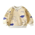 thumbnail image 1 of Odeerbi Kids Boys Girls Fleece Lined Crewneck Sweatshirts Winter Thermal Pullover Sweatshirt New Children's Printed Long Sleeve Plush Sweatshirt Kids Clothes Beige, 1 of 3