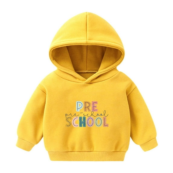 Odeerbi Kids Boys Girls Fleece Lined Hoodies Pre School Print Sweatshirt Winter Thermal Pullover Hooded Sweatshirts Children Long Sleeve Hoodie Sweatshirt Tops Kids Clothes Yellow