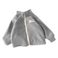 thumbnail image 1 of Odeerbi Kids Boys Girls Fleece Lined Sherpa Jacket Winter Thermal Coat Children's Long Sleeve Round Neck Zipper Sweatshirt Bottom Layer Outerwear Kids Clothes Gray, 1 of 3
