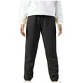 thumbnail image 1 of Odeerbi Kids Boys Girls Fleece Lined Sweatpants Winter Cotton Sports Pants Toddler Baby Candy Color Solid Color Leggings 2024 Casual Kids Pants Black 10-12 Years, 1 of 5