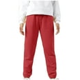 thumbnail image 1 of Odeerbi Kids Boys Girls Fleece Lined Sweatpants Winter Cotton Sports Pants Toddler Baby Candy Color Solid Color Leggings 2024 Casual Kids Pants Red 6-7 Years, 1 of 5